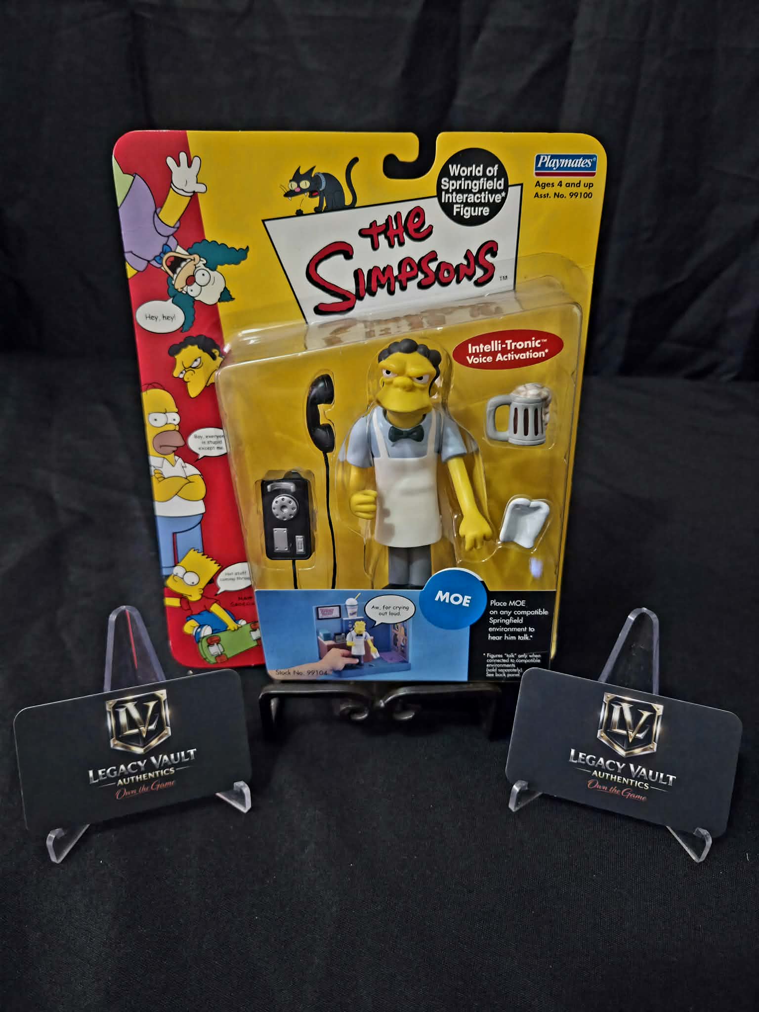 The Simpsons Moe World Of Springfield Interactive Figure Sealed in Box Playmates Series 1