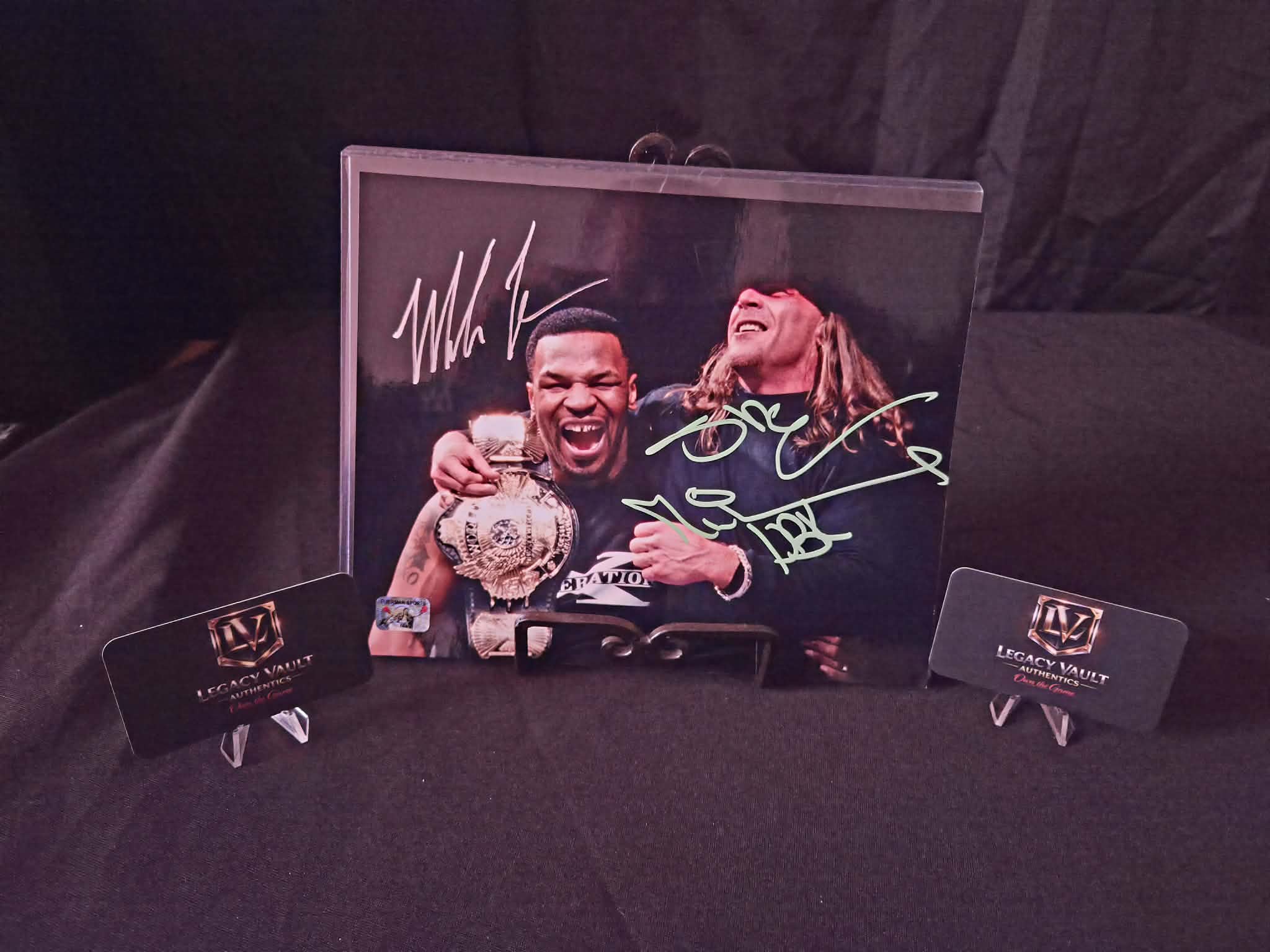 Mike Tyson and Shawn Michaels HBK Dual Signed 8x10 Autographed AEW WWE Legend Hall of Fame Fiterman Sports COA