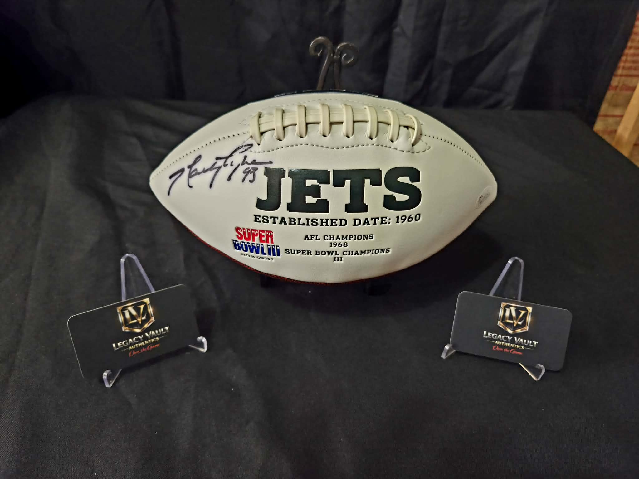 New York Jets Marty Lyons signed ball NFL Football NCAA JSA